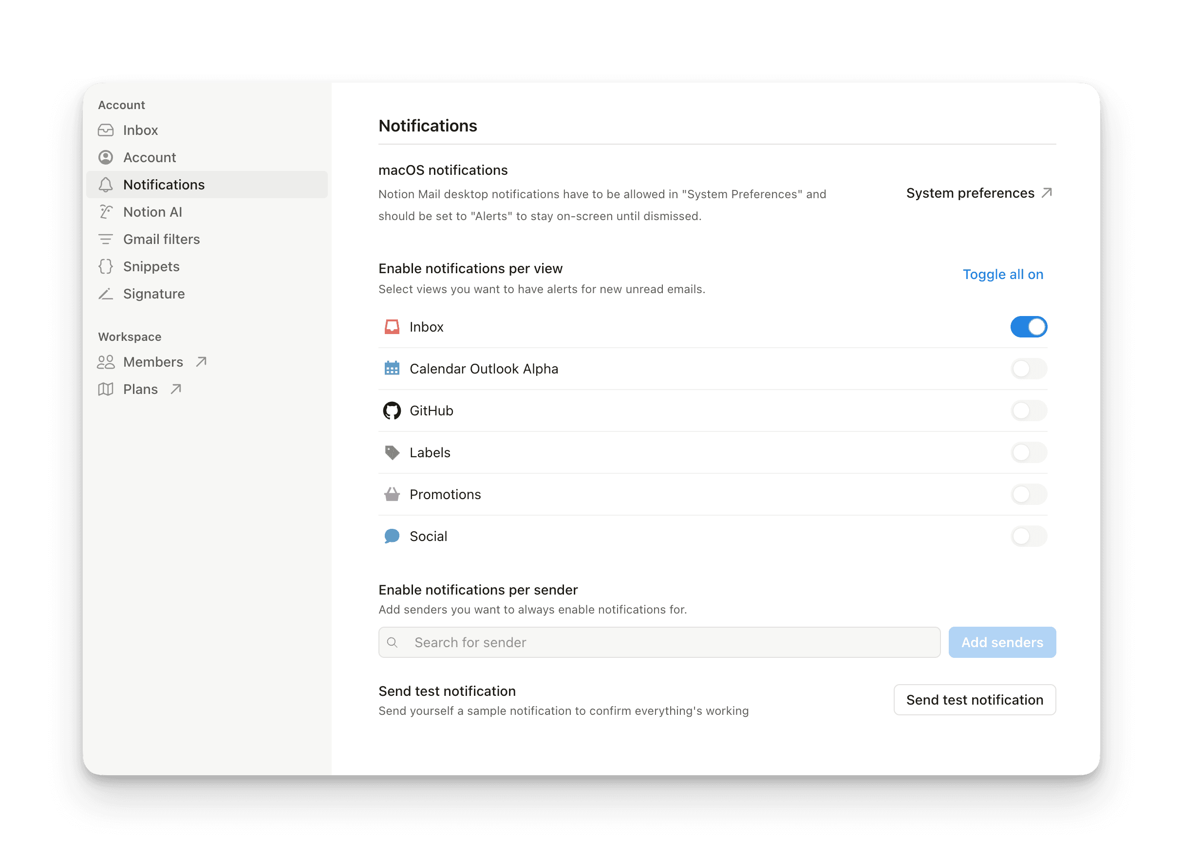 Customize notifications in Notion Mail