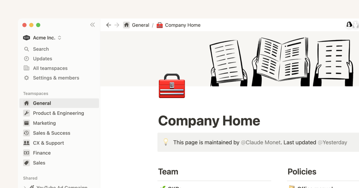 How to use and customize the sidebar with teamspaces