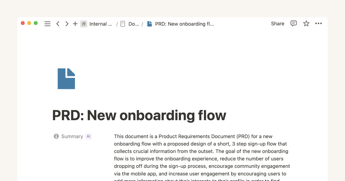 Using Notion for product requirement documents