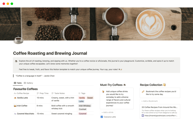 Coffee Roasting and Brewing Journal