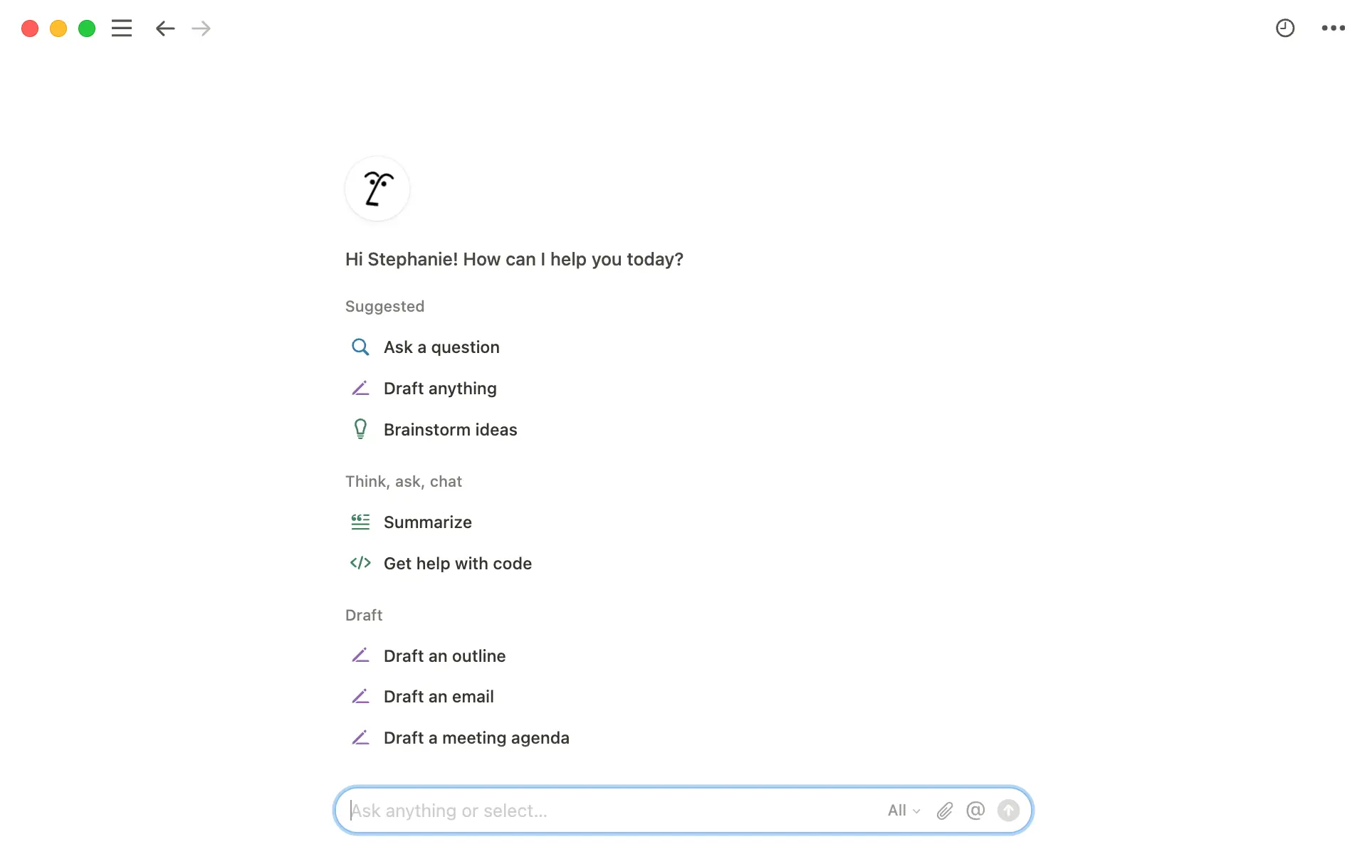 Vue rédacteur IA de Notion