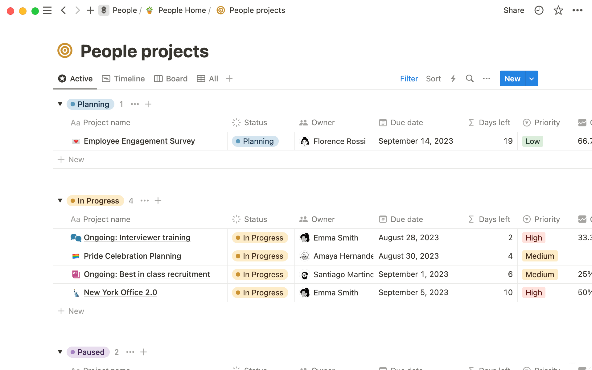 数式を使って、プロジェクトの期日までの残日数を計算します。