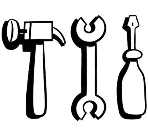 A hammer, wrench, and screwdriver lying next to each other.