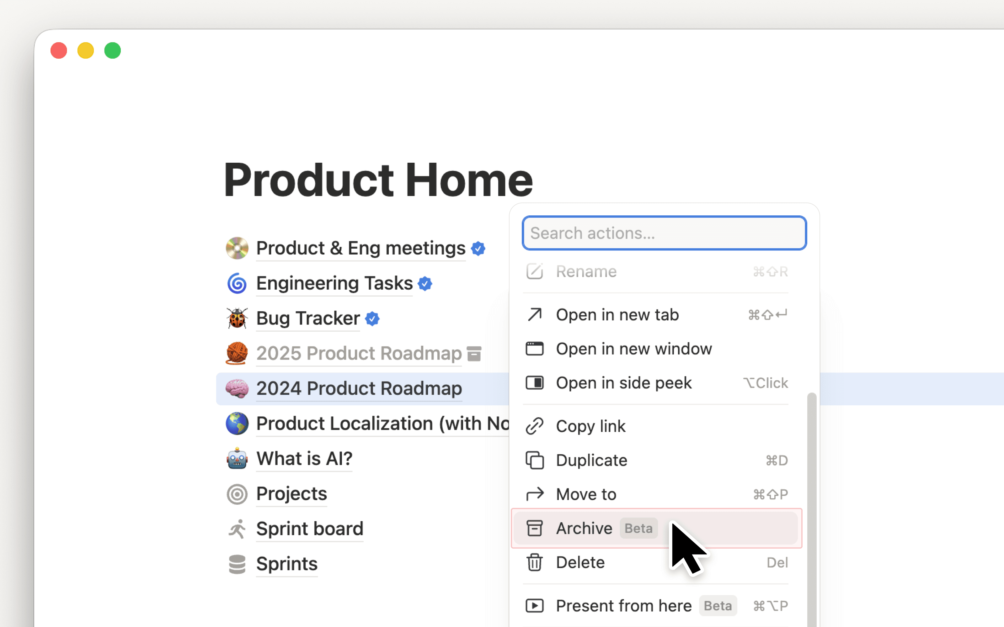 封存過時頁面,讓你的工作空間維持整潔