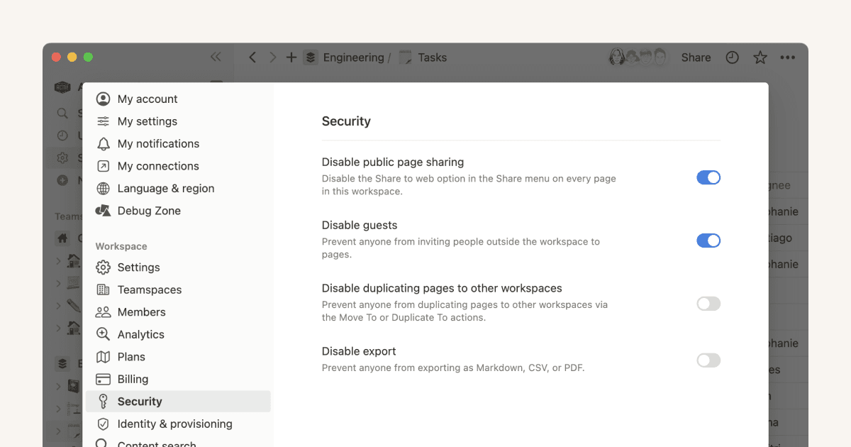 Notion 엔터프라이즈 보안 기능