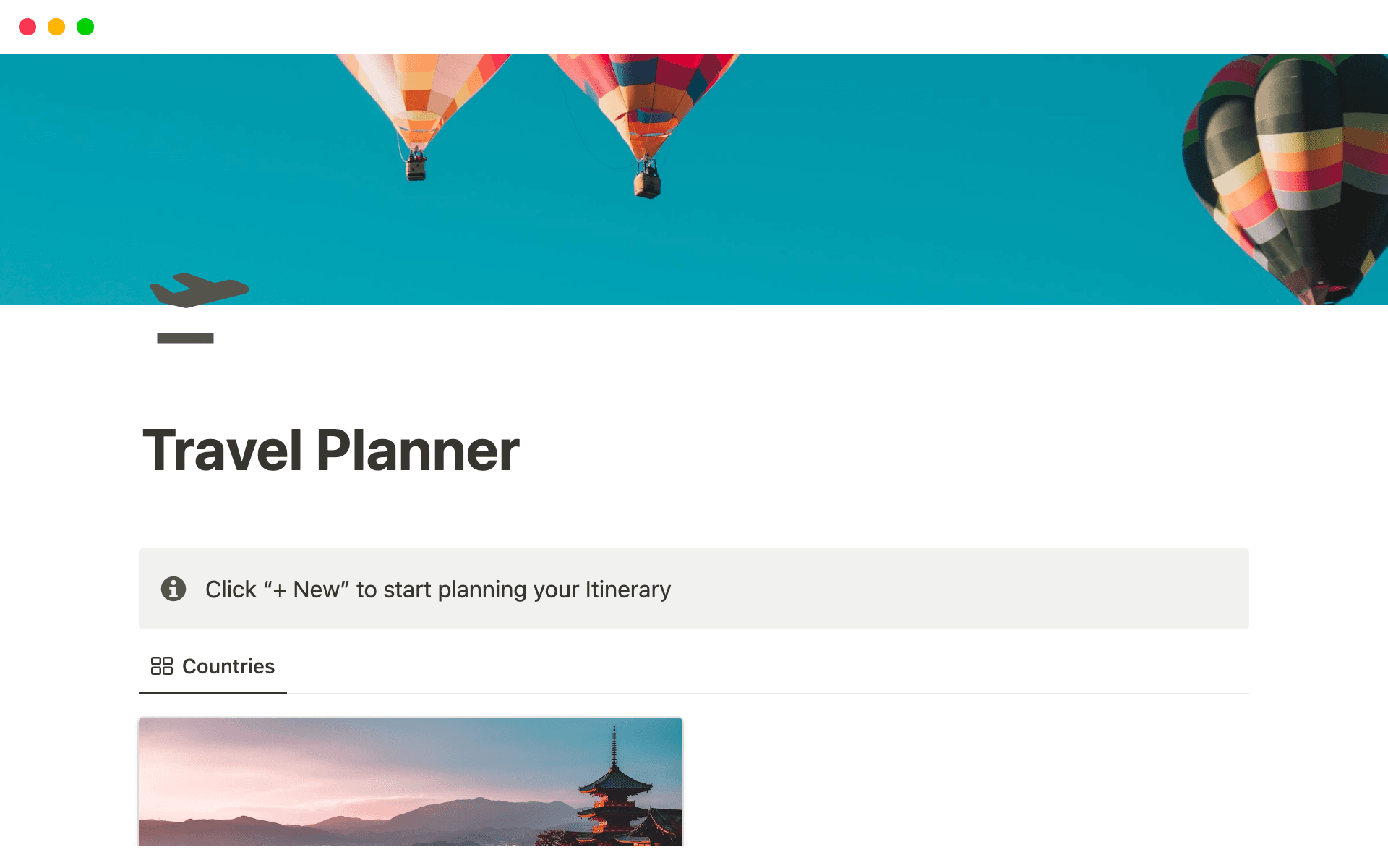 travel planner template