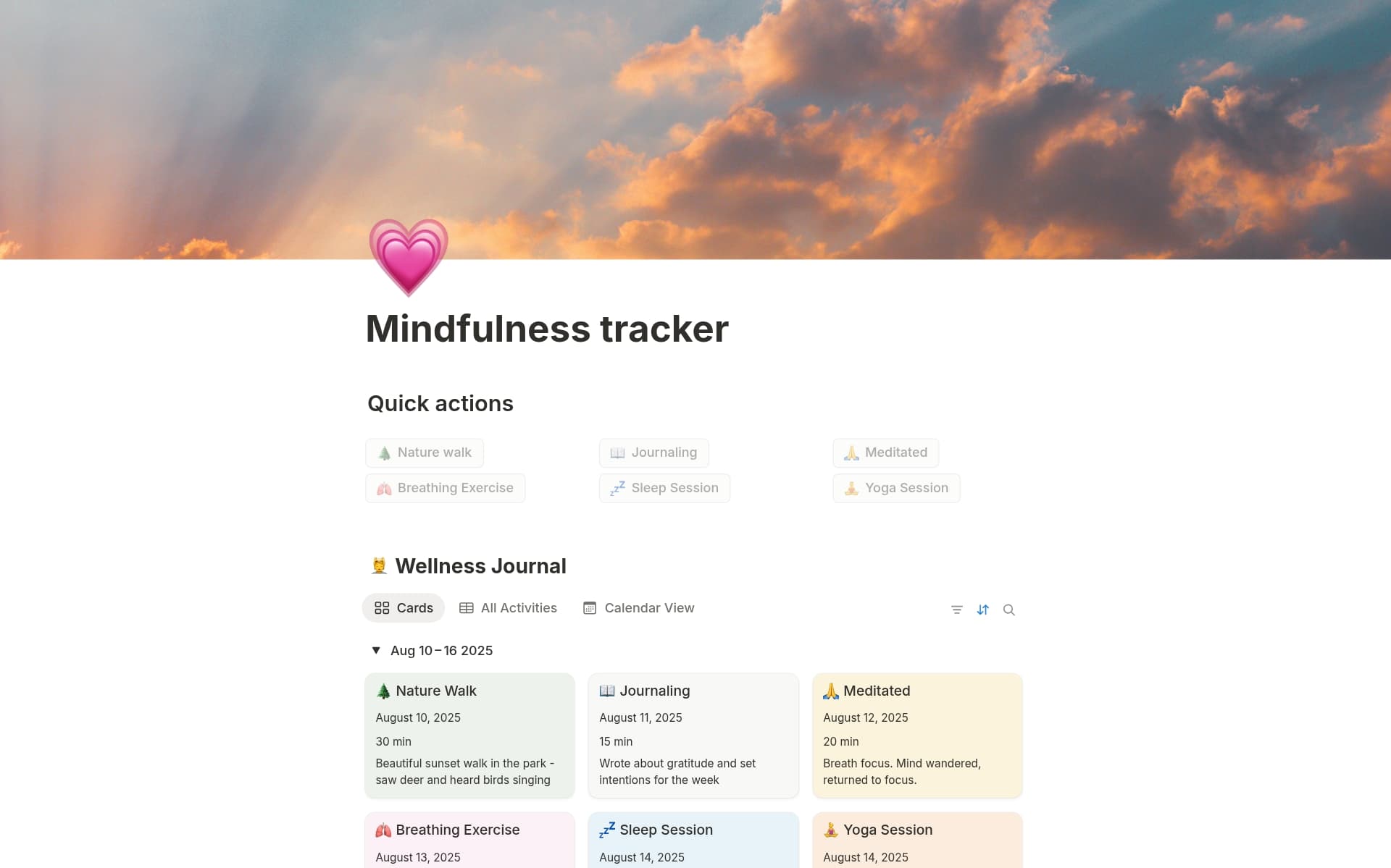 NotionによるYour digital detox playgroundコレクションのスクリーンショット