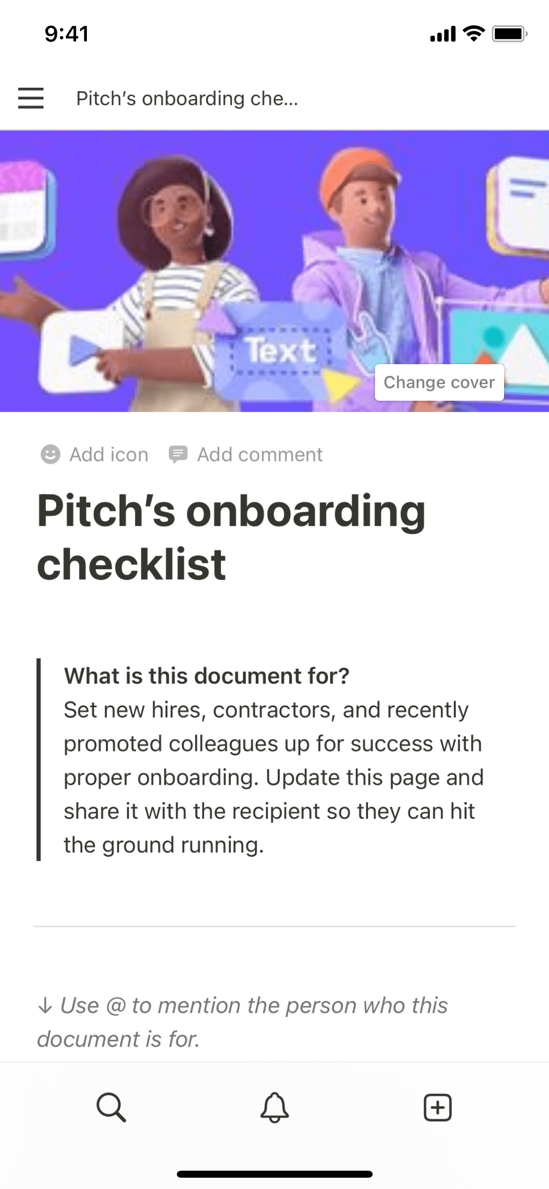 A screenshot of Notion's mobile app