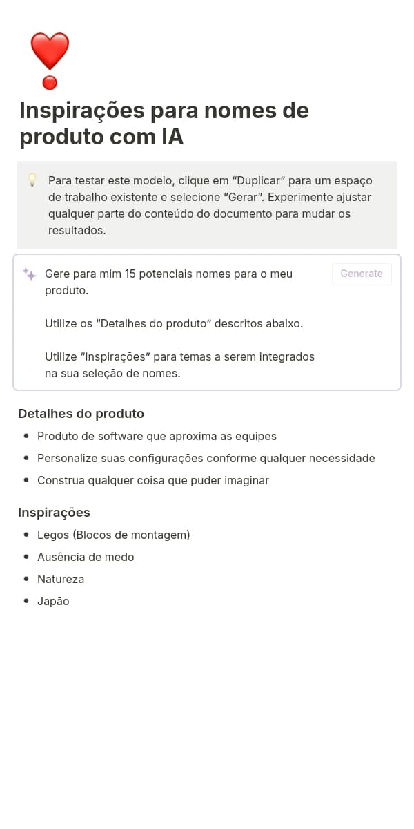 Captura de tela do aplicativo móvel do Notion