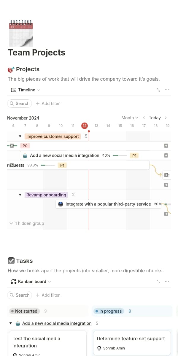 A screenshot of Notion's mobile app