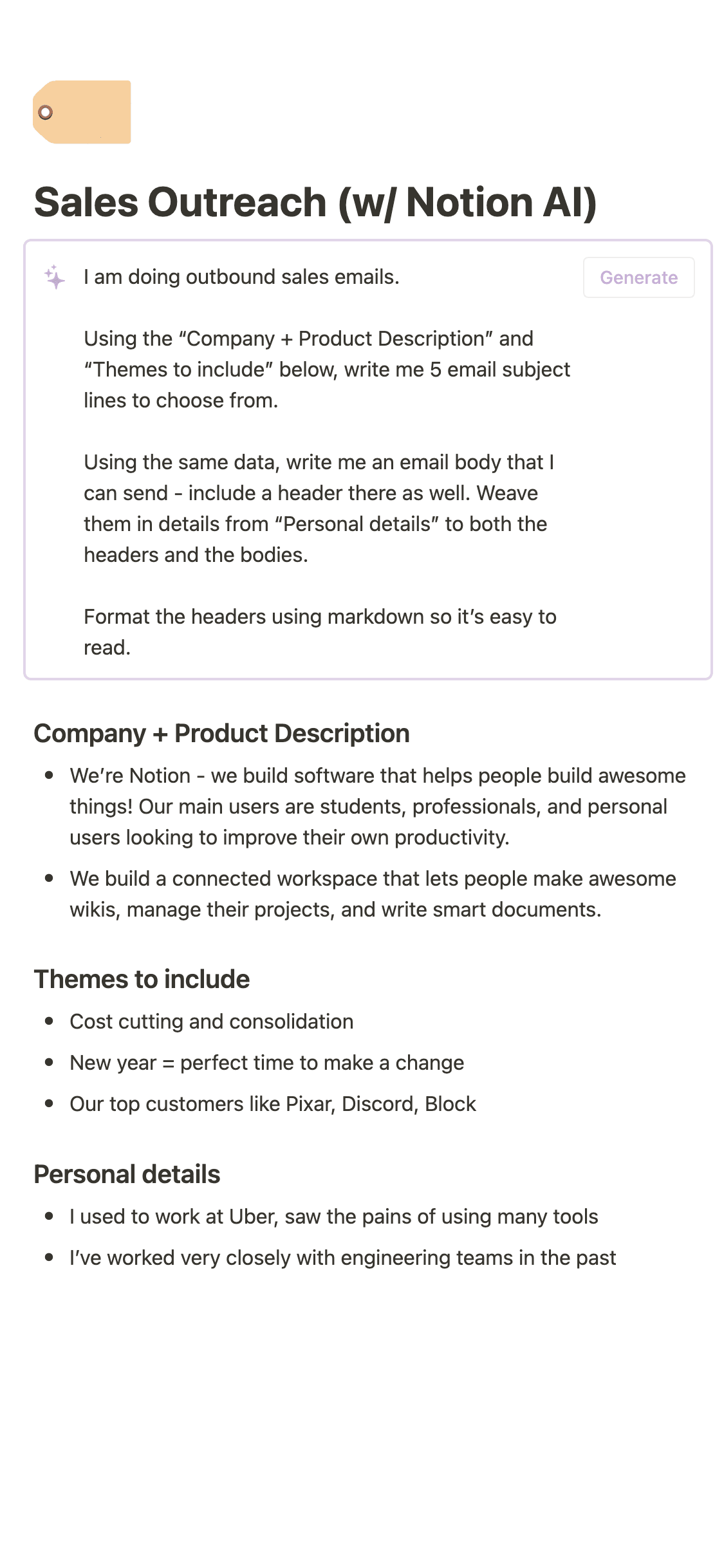 Una captura de pantalla de la aplicación móvil de Notion