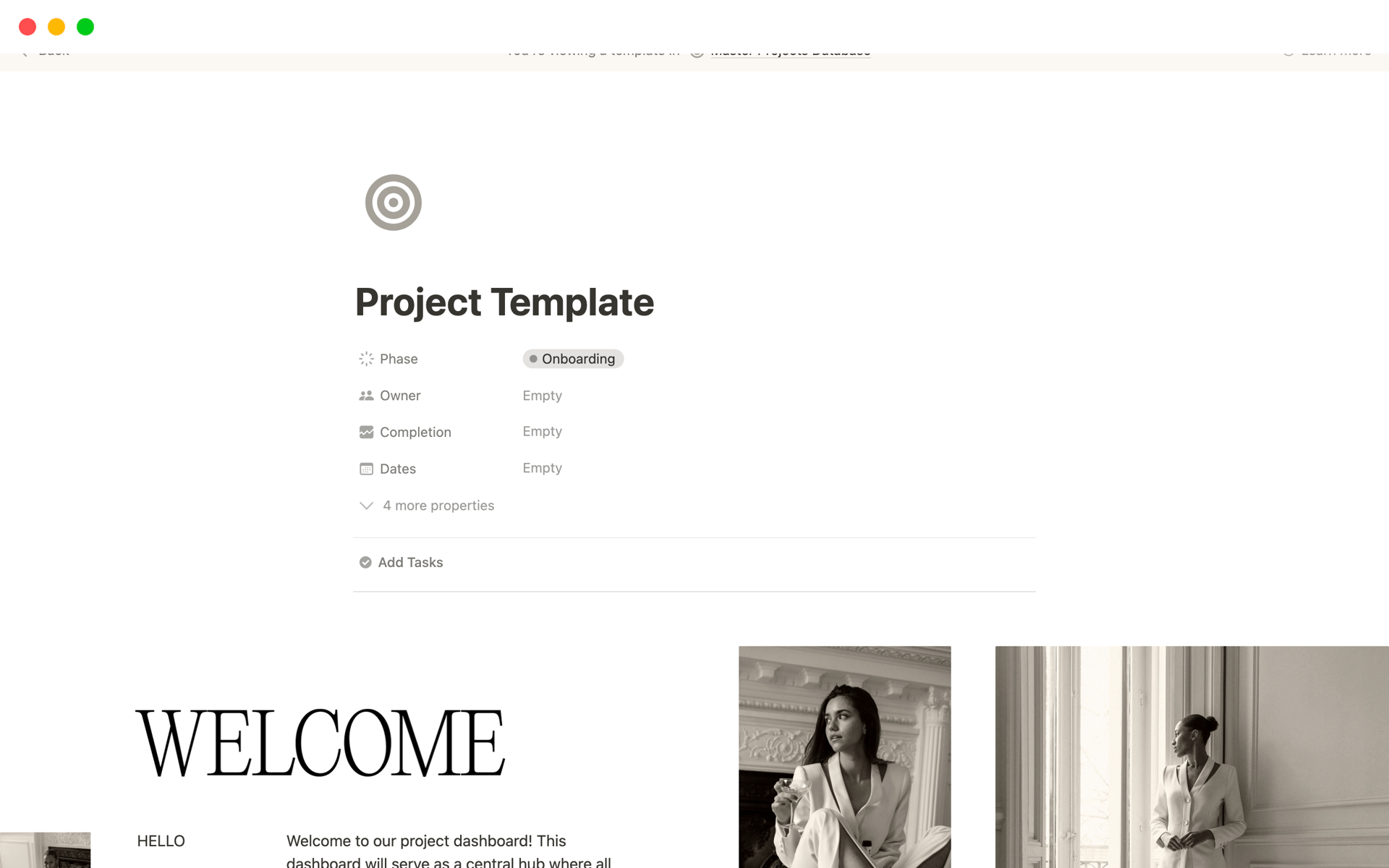 A template preview for Designer Project Tracker and Client Portal