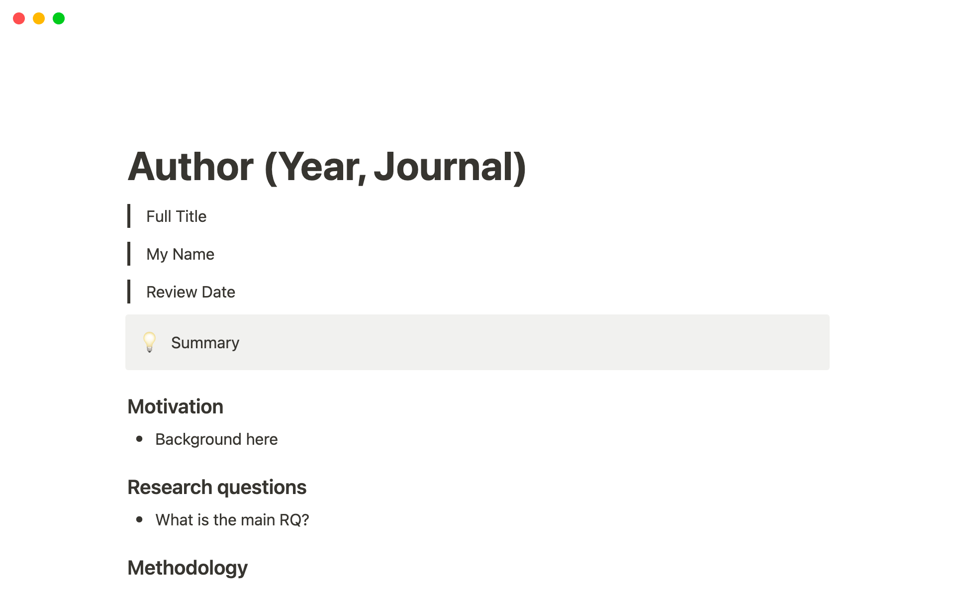 A template preview for paper review