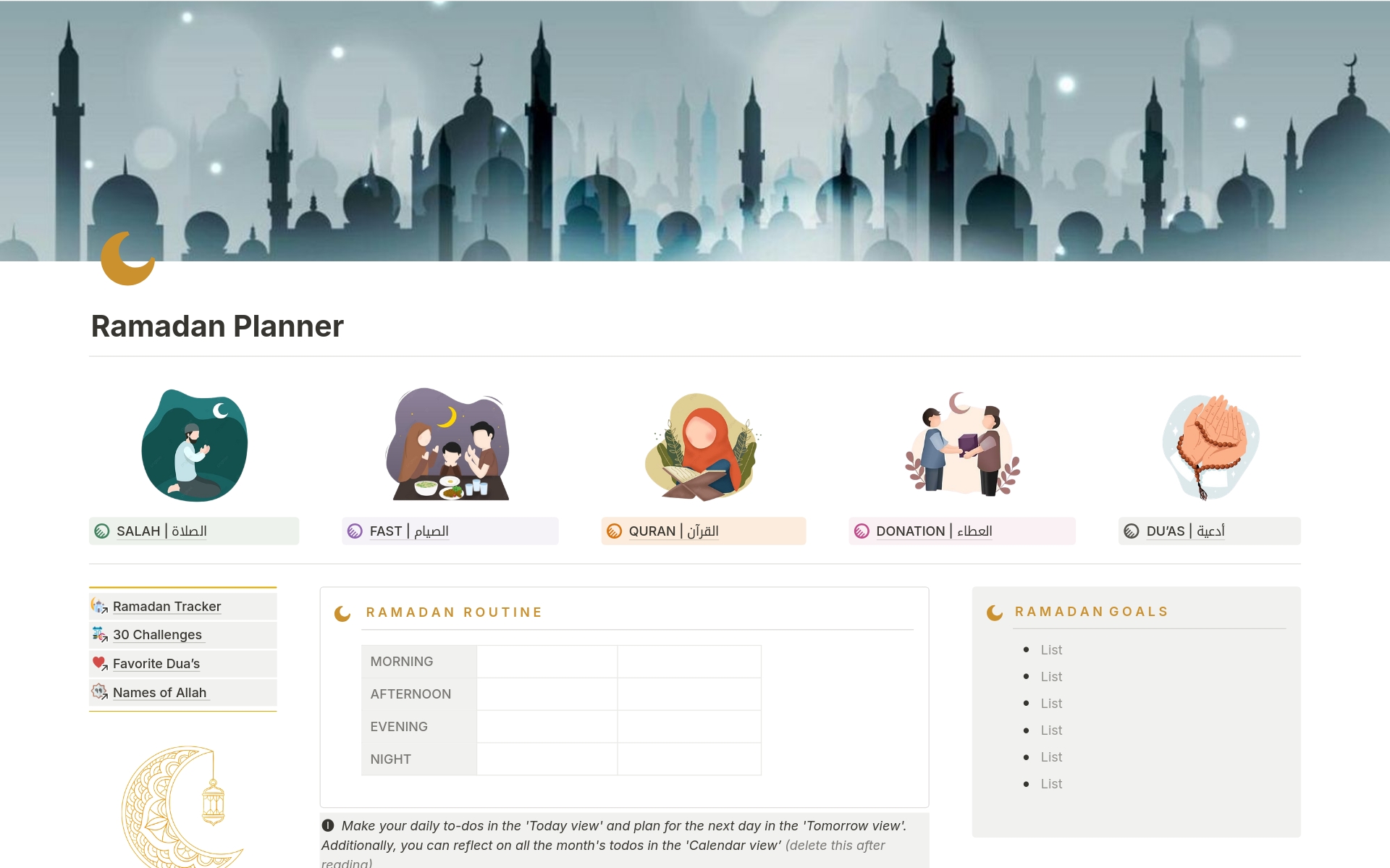 A template preview for Ramadan Planner