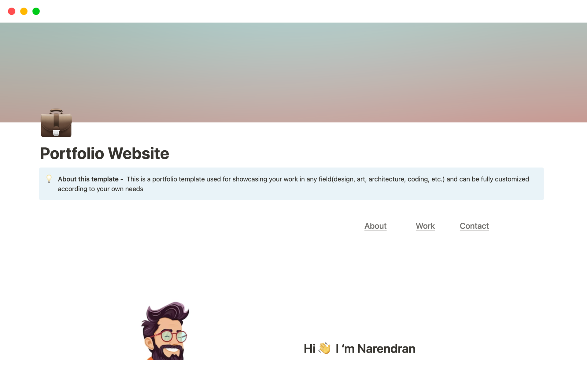 A template preview for Portfolio Website