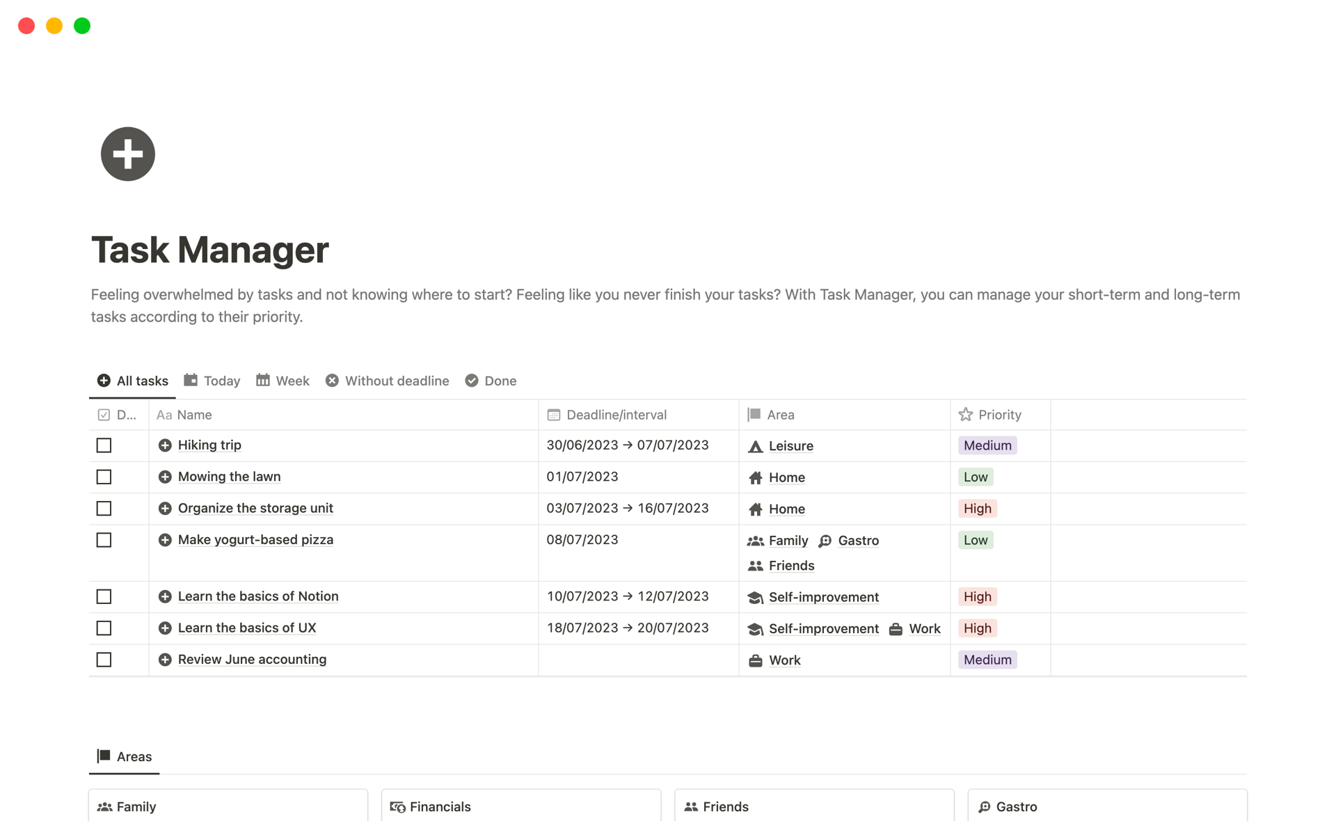 A template preview for Task Manager Simple