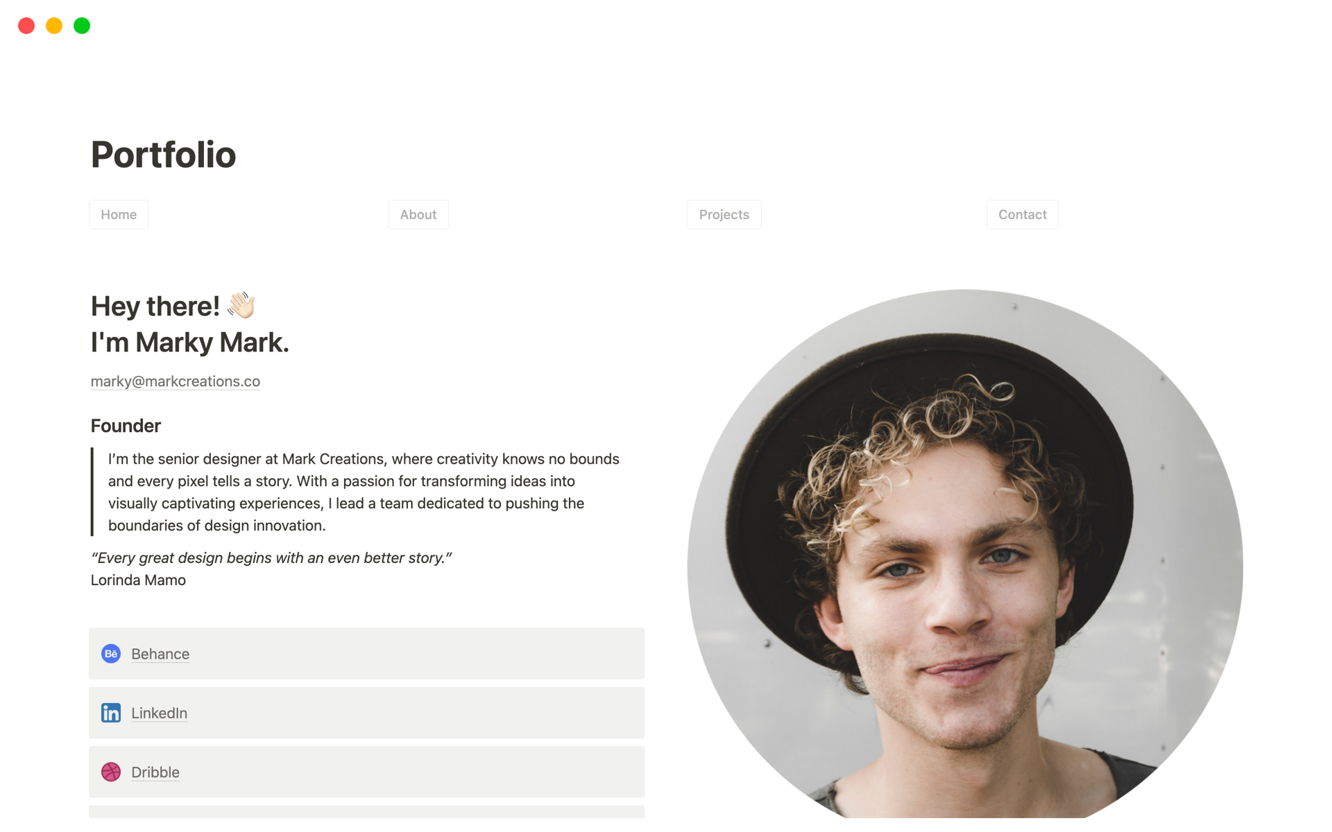 A template preview for Online Portfolio