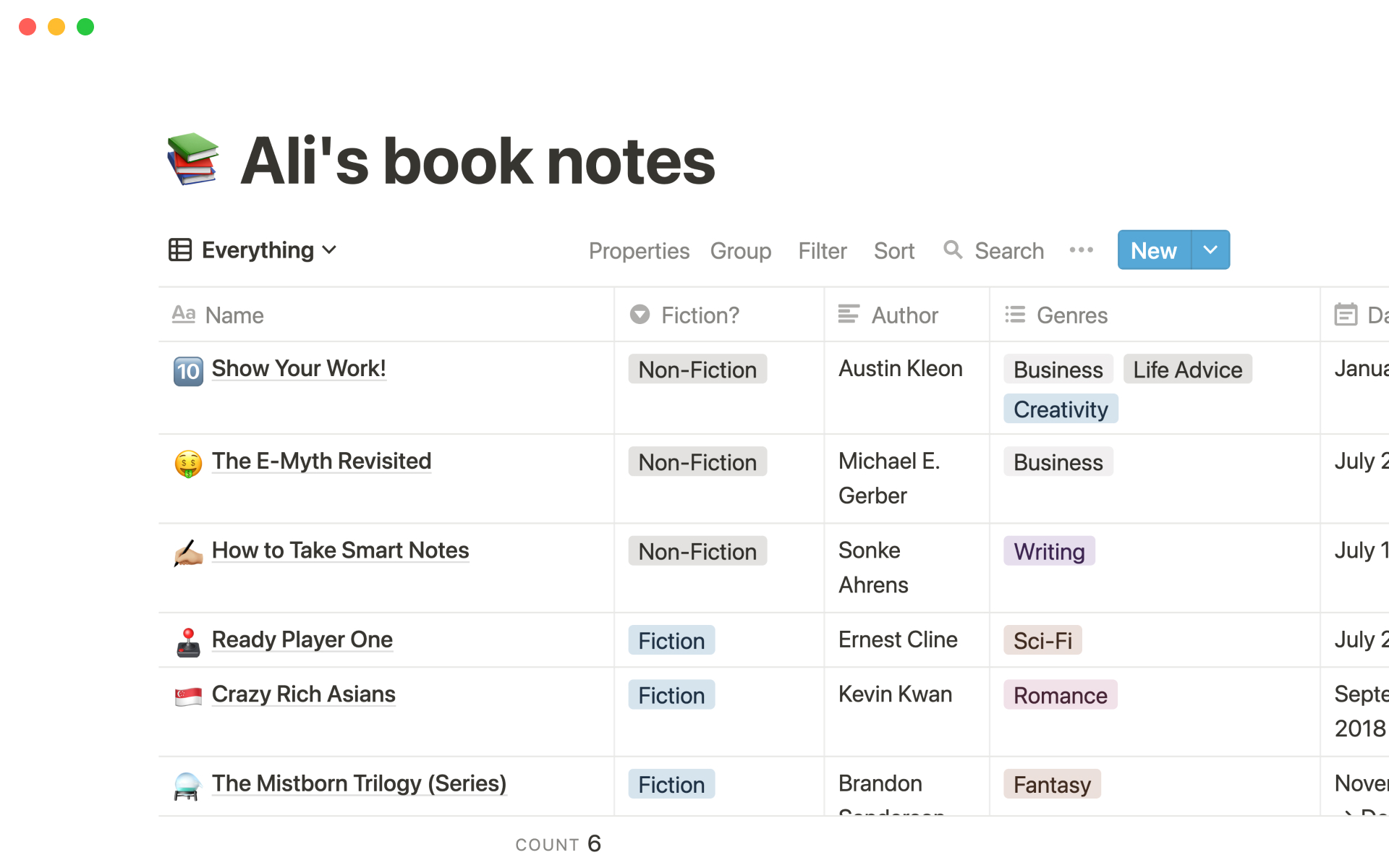 A template preview for Ali Abdaal's book notes