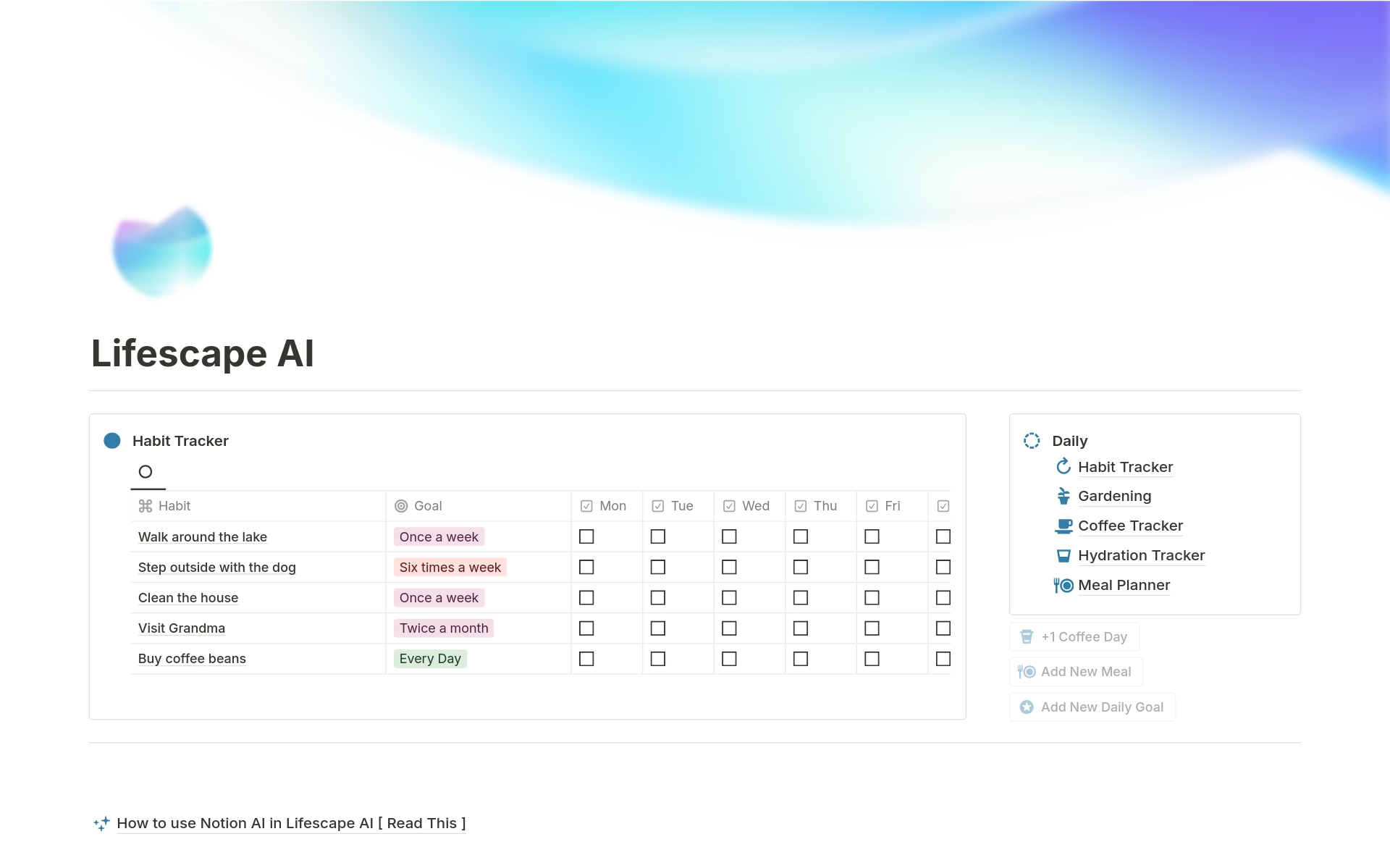 A template preview for Lifescape AI