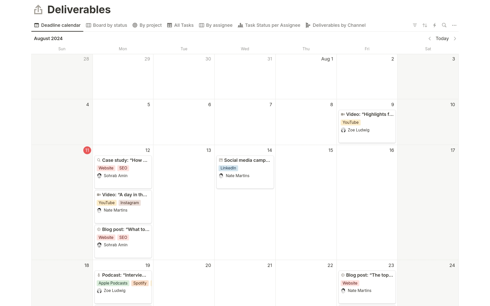 Content Calendar 2024 Template | Notion Marketplace