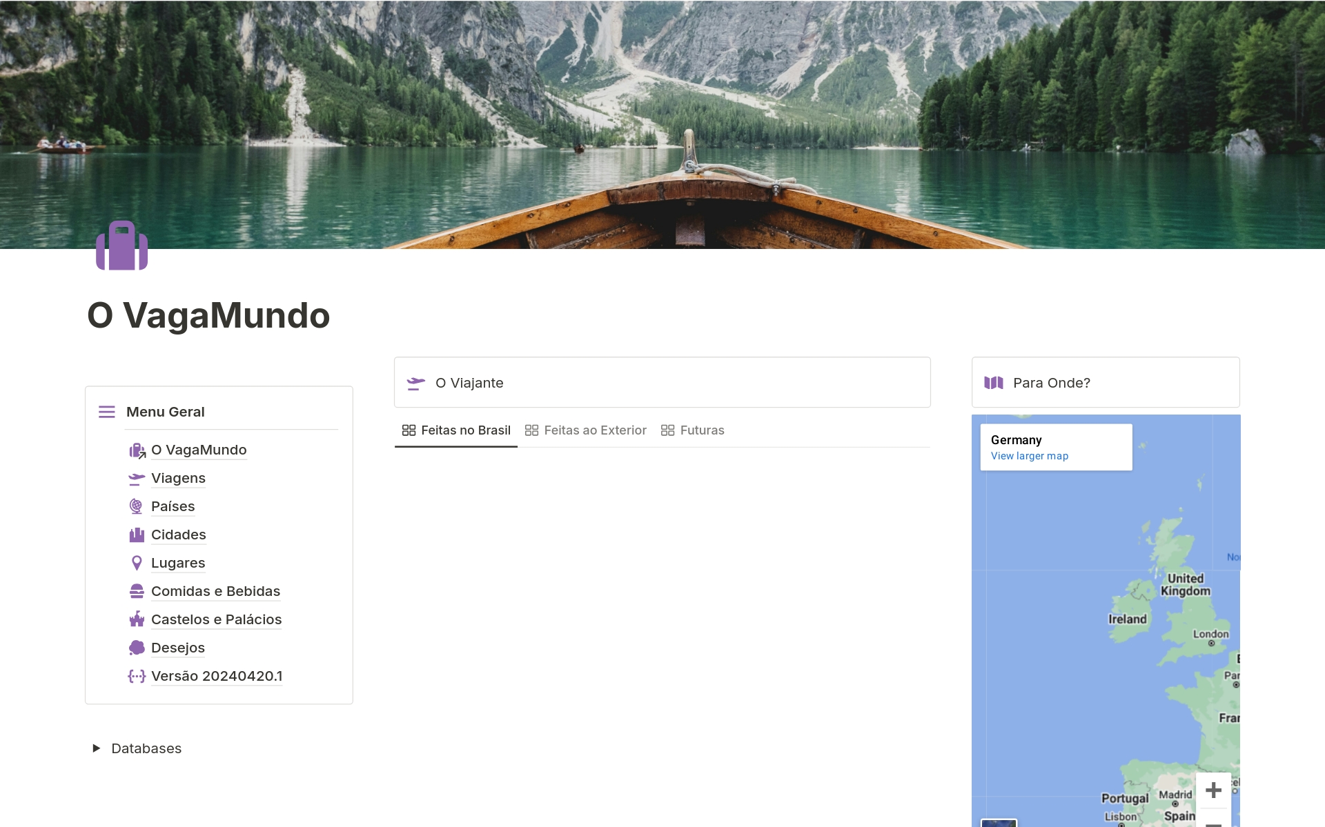 A template preview for VagaMundo Planejamento e Registro de Viagens