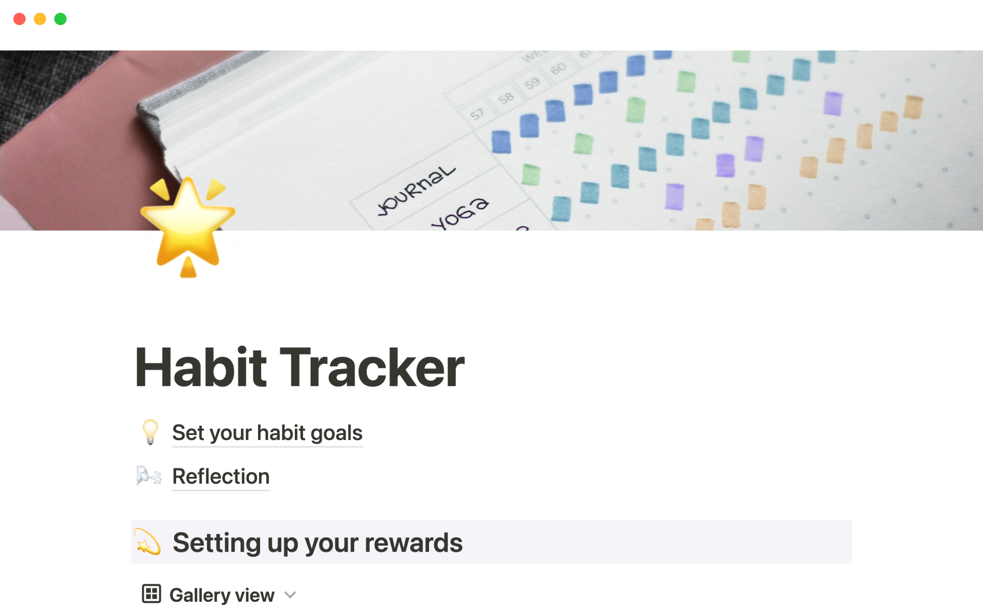 A template preview for Habit tracker