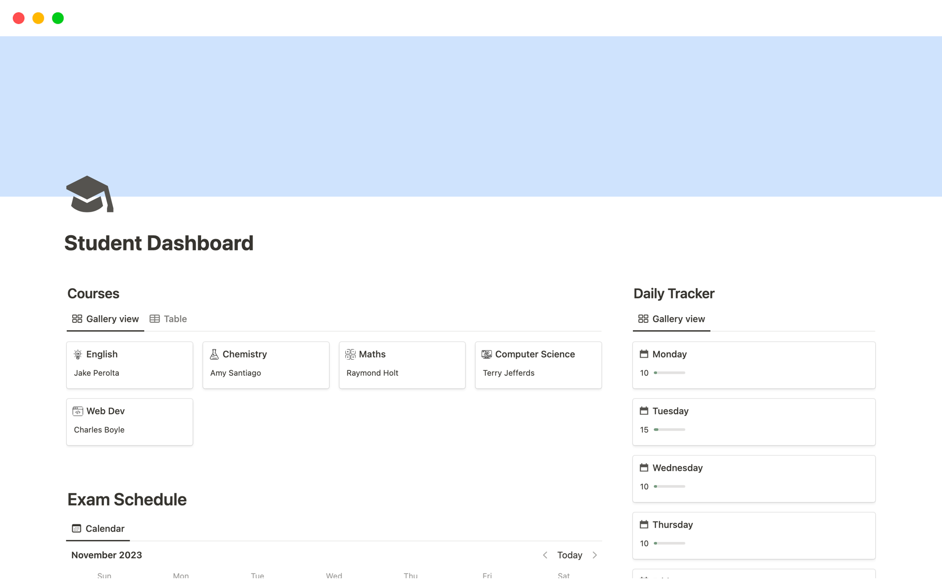 A template preview for Ultimate Student Dashboard