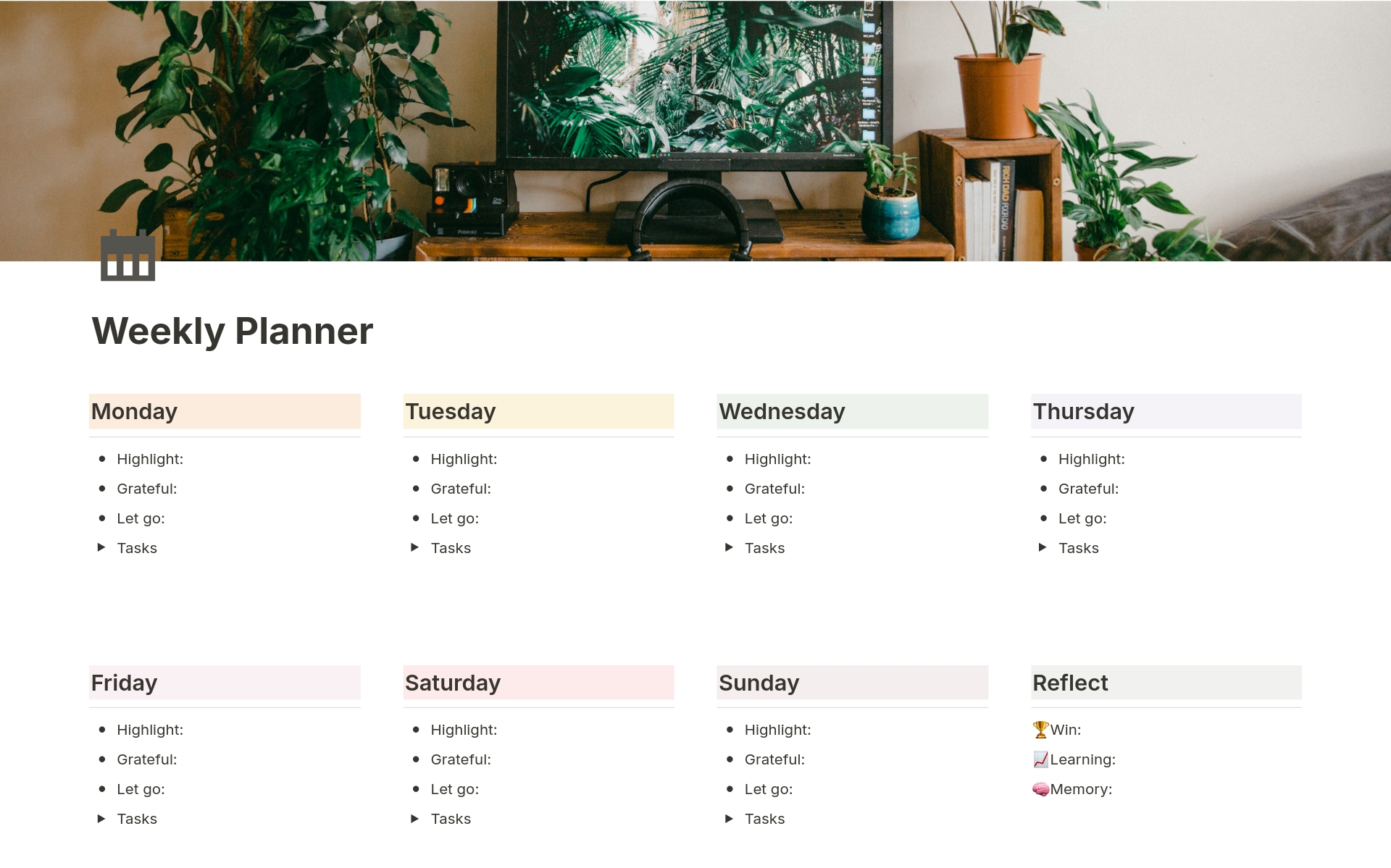 A template preview for Weekly Planner