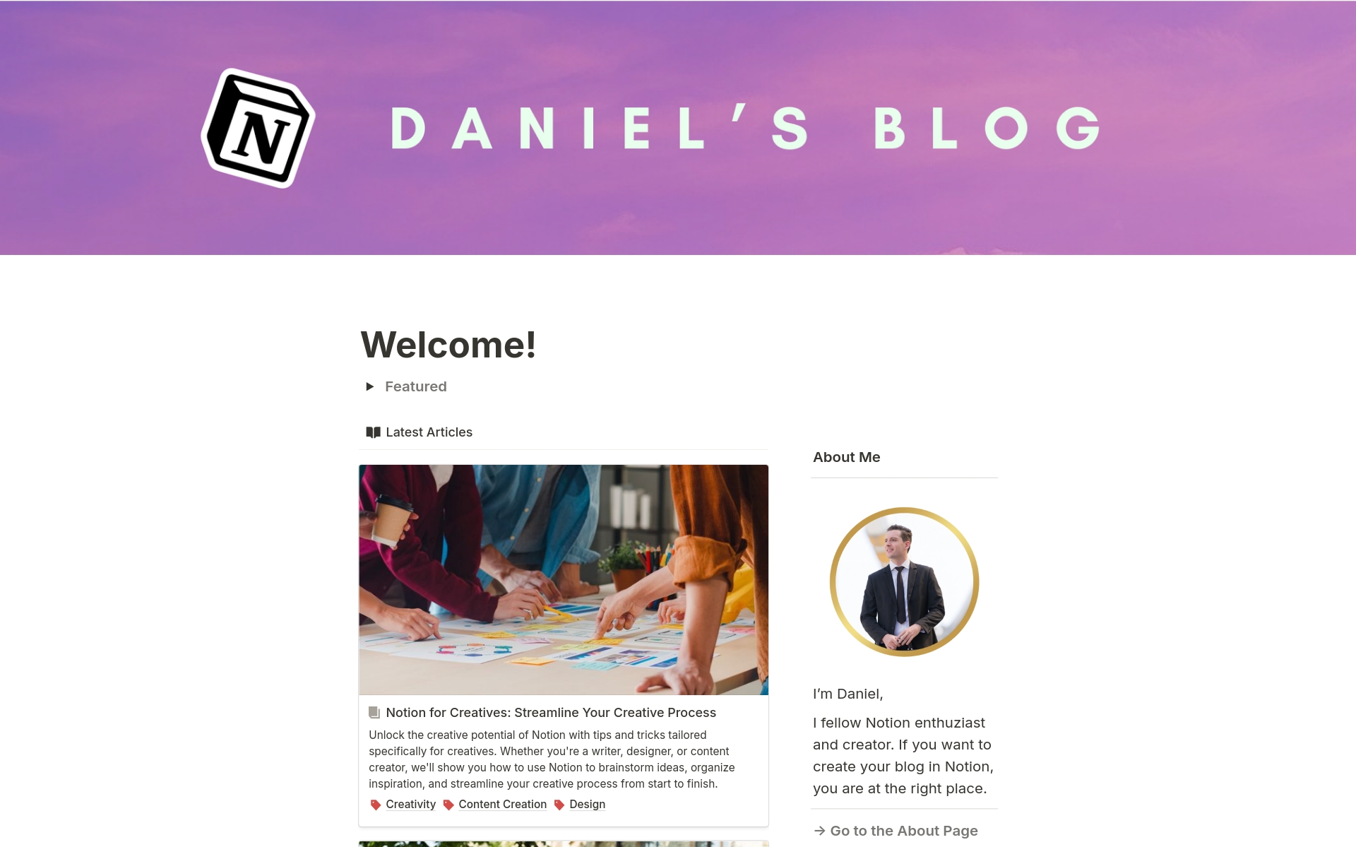 A template preview for Advanced Blog