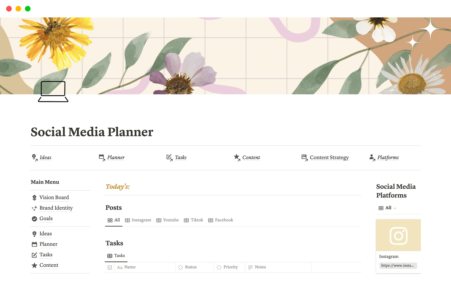 A template preview for Social Media Planner