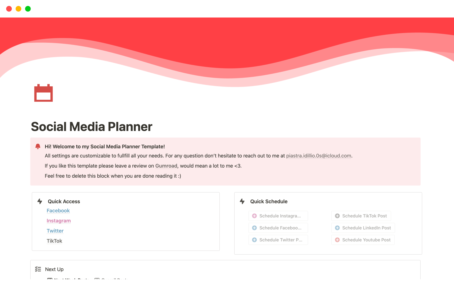 A template preview for Social Media Planner