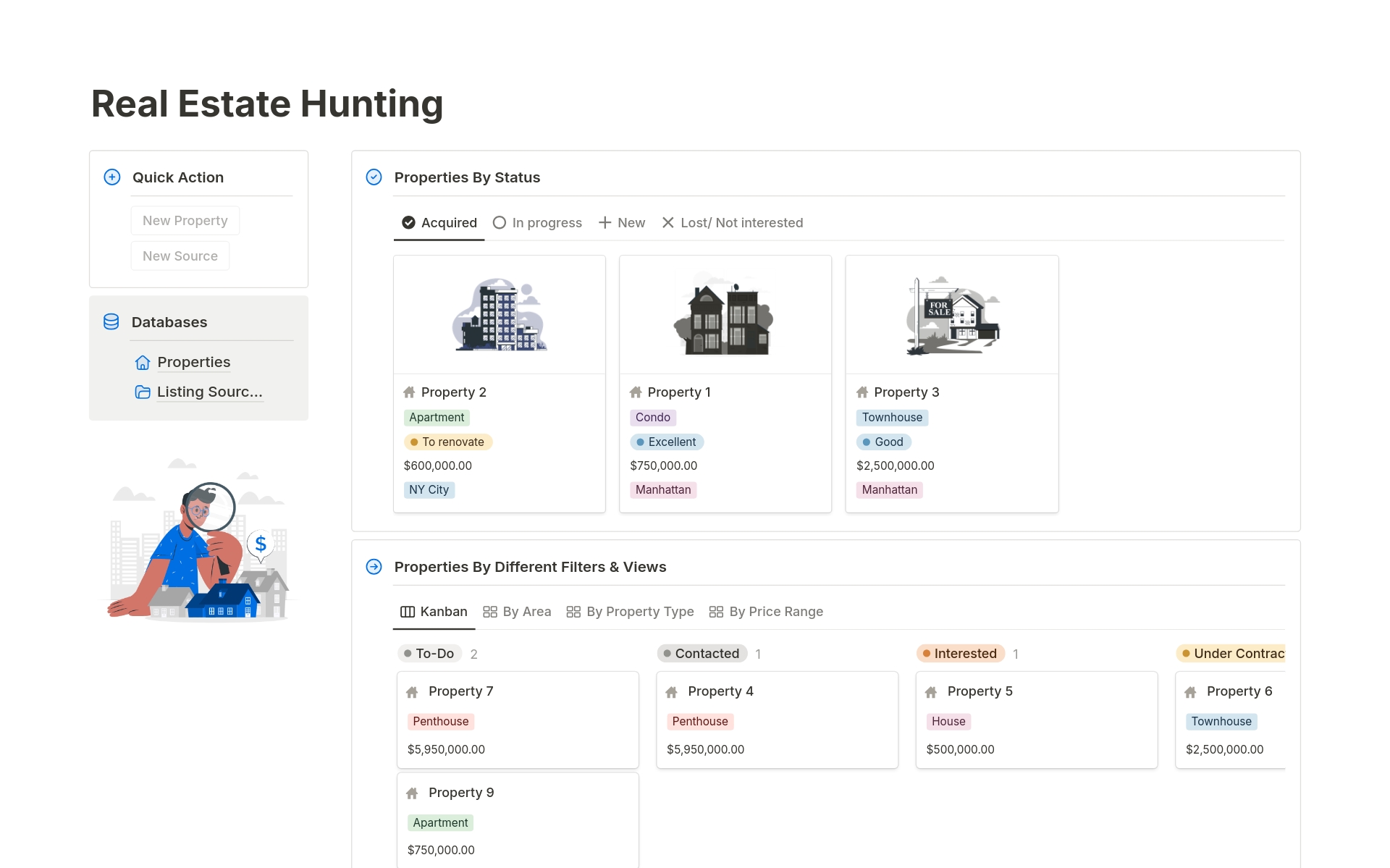 A template preview for Real Estate Hunting