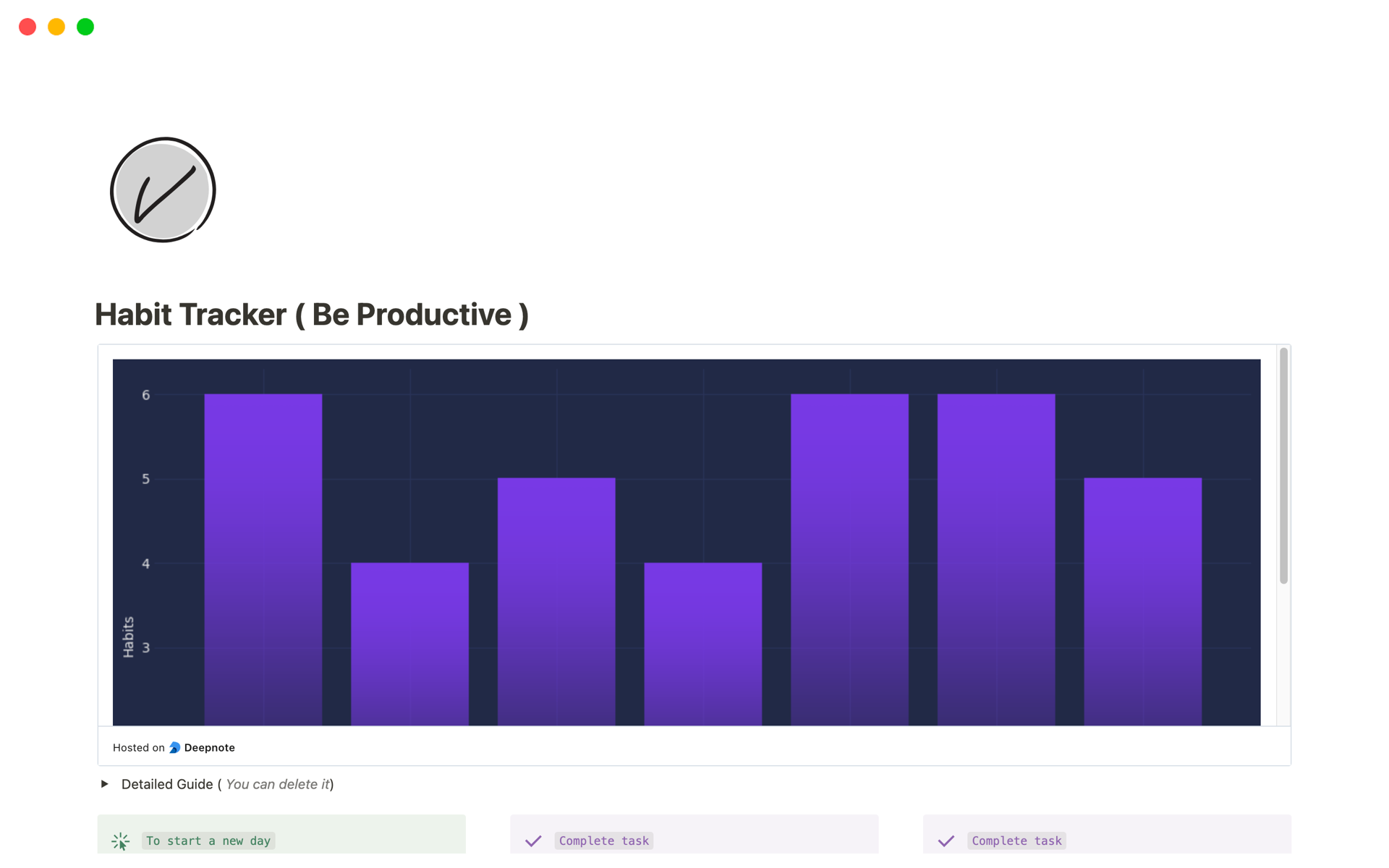 A template preview for Habit Tracker ( Be Productive )