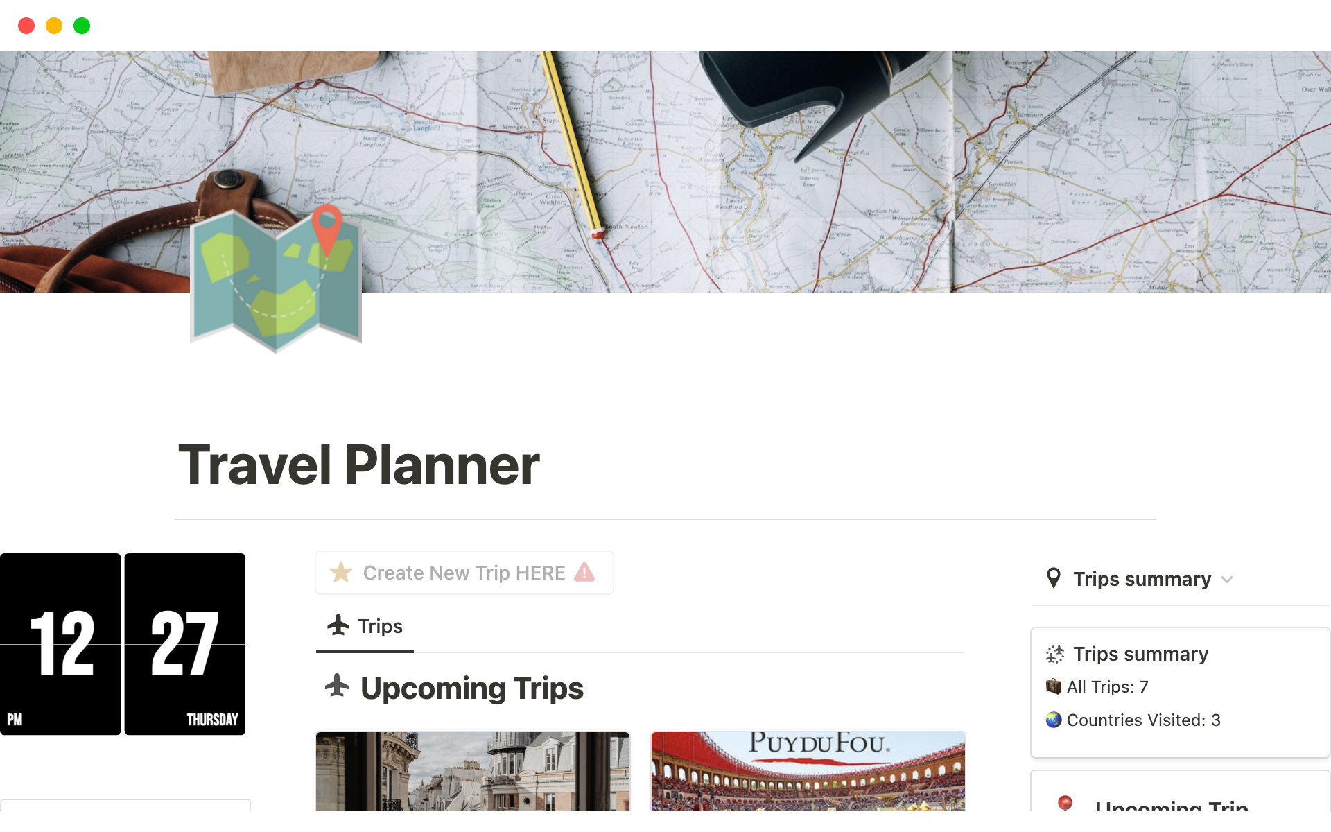 A template preview for Ultimate Travel Planner