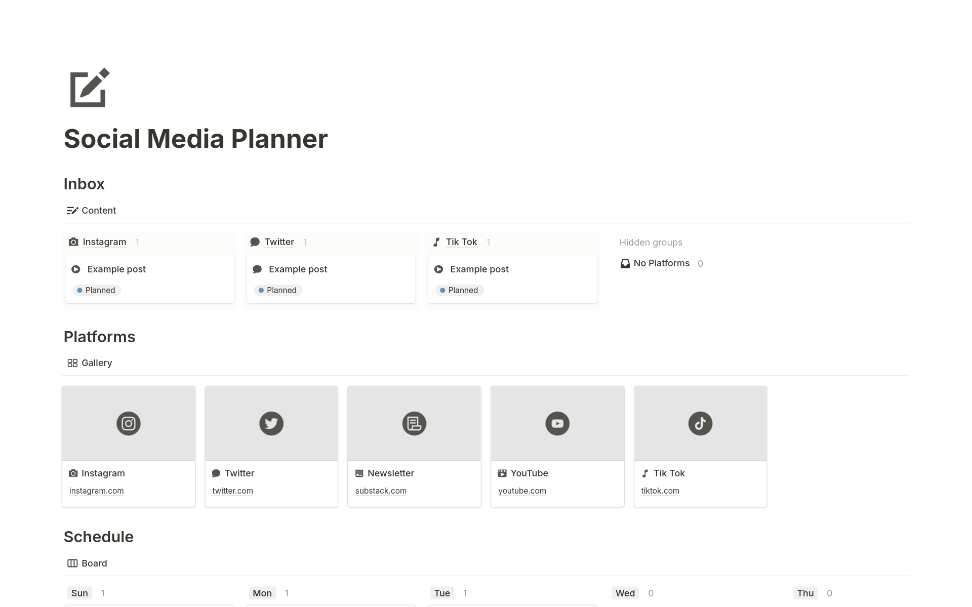 A template preview for Social Media Planner