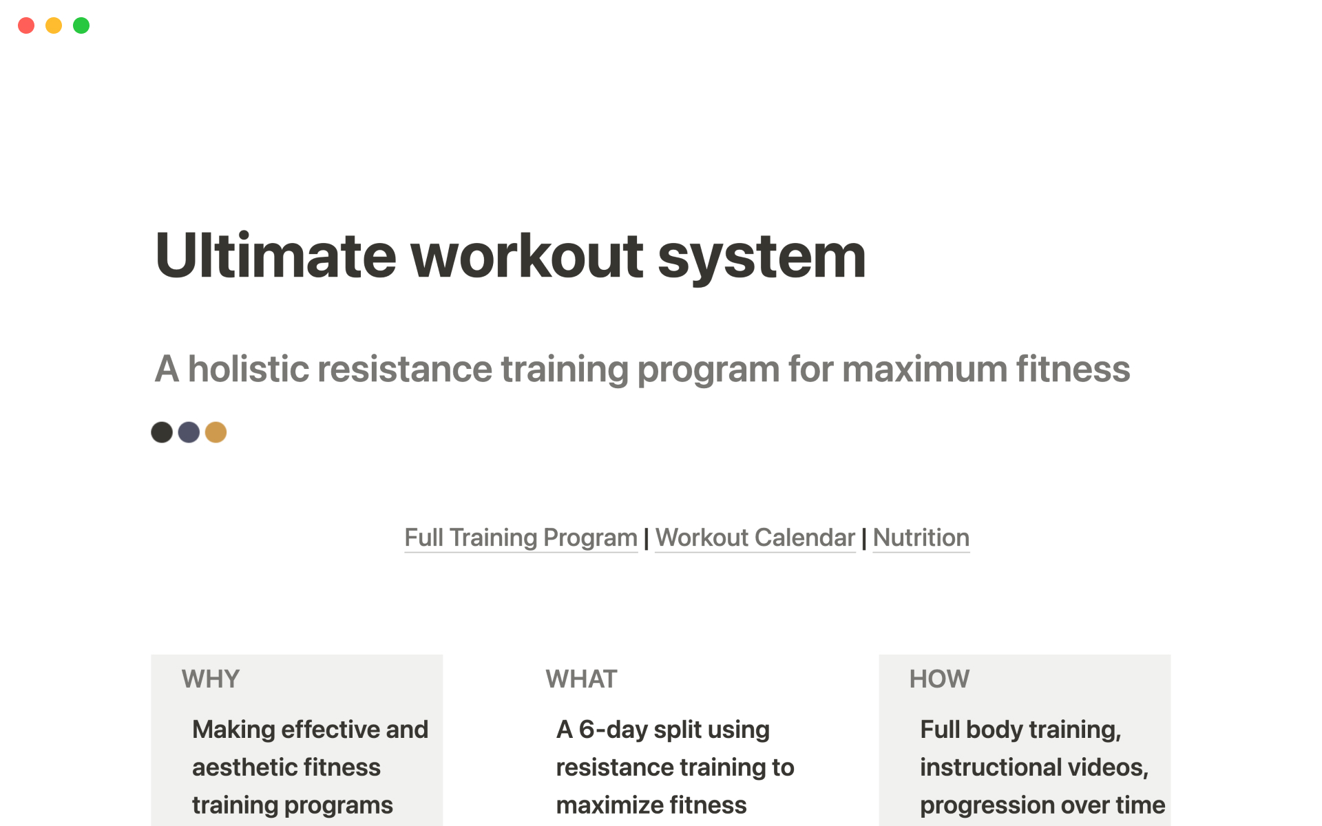 A template preview for Ultimate workout system