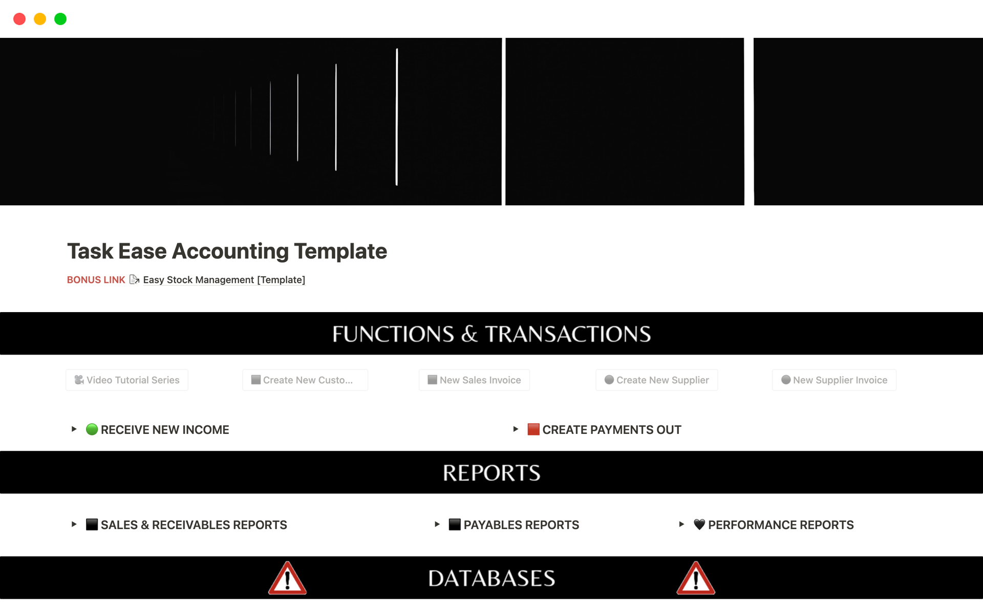 A template preview for Task Ease Accounting