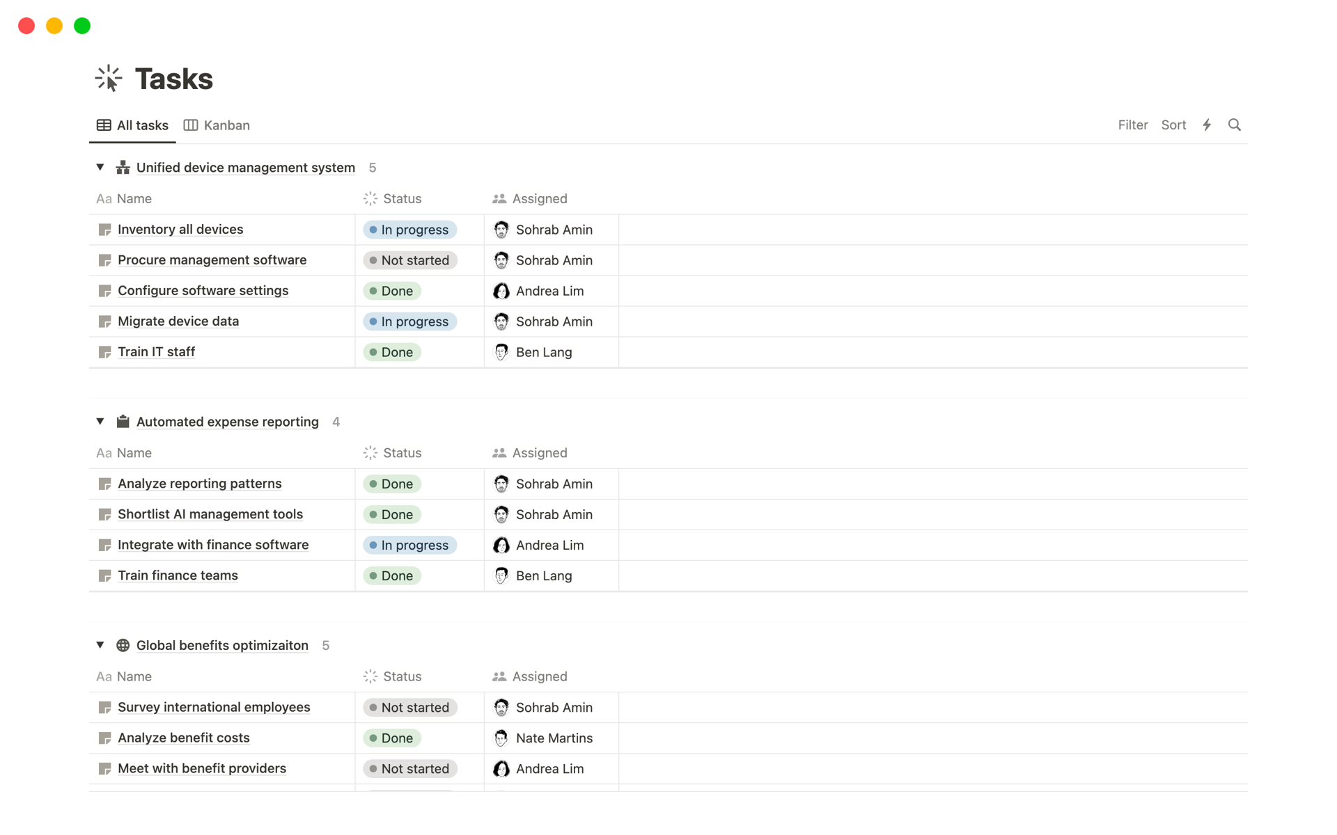 Rippling’s Multi-Product Roadmap provides a structured approach to navigate products, their associated projects, and underlying tasks.