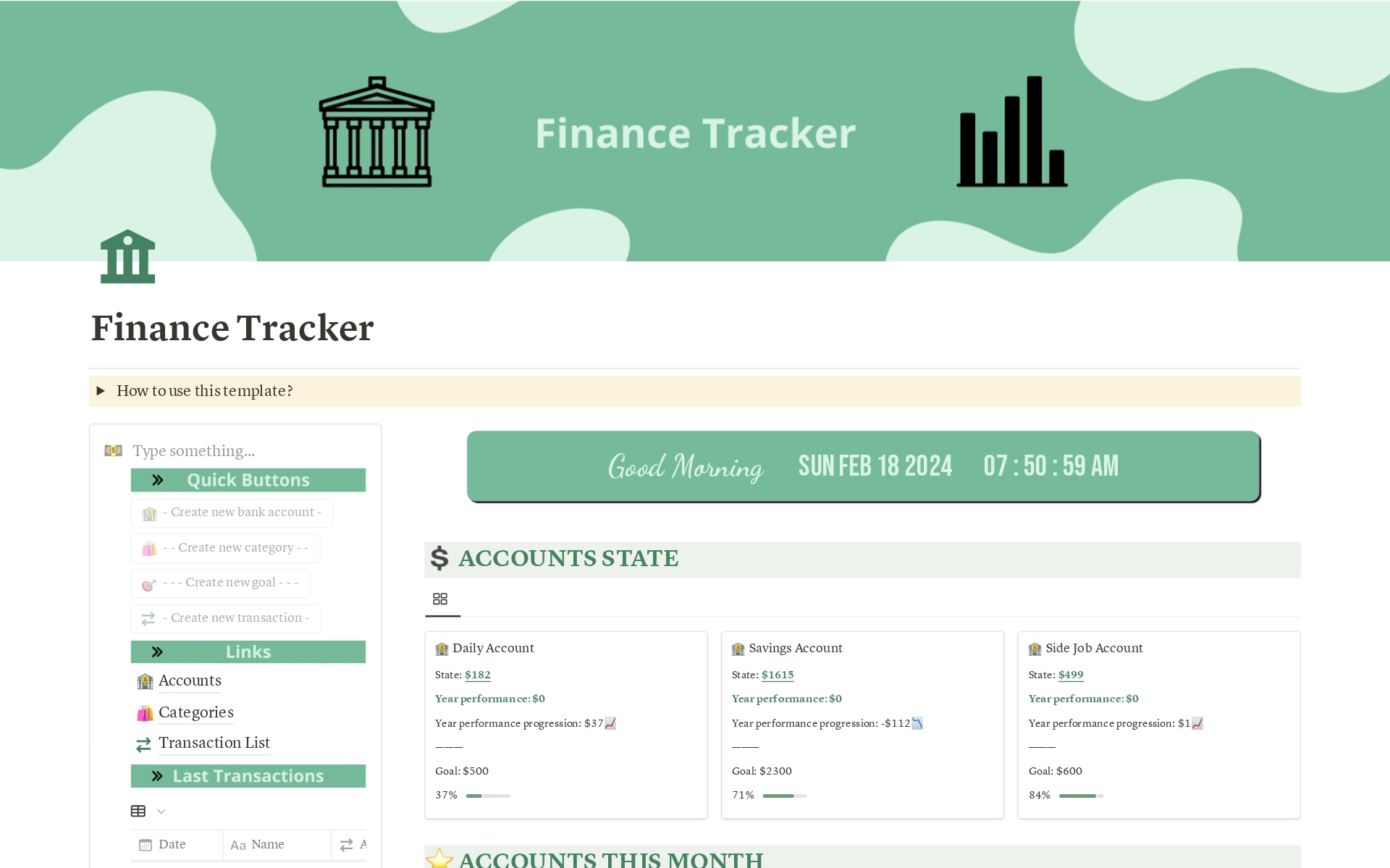 A template preview for Ultimate Finance Tracker