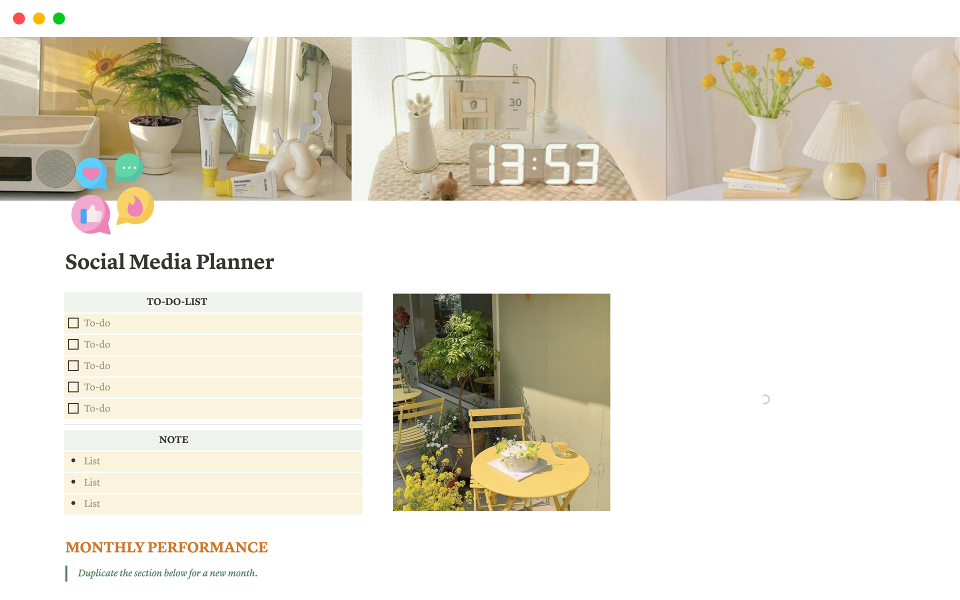 A template preview for Social Media Planner