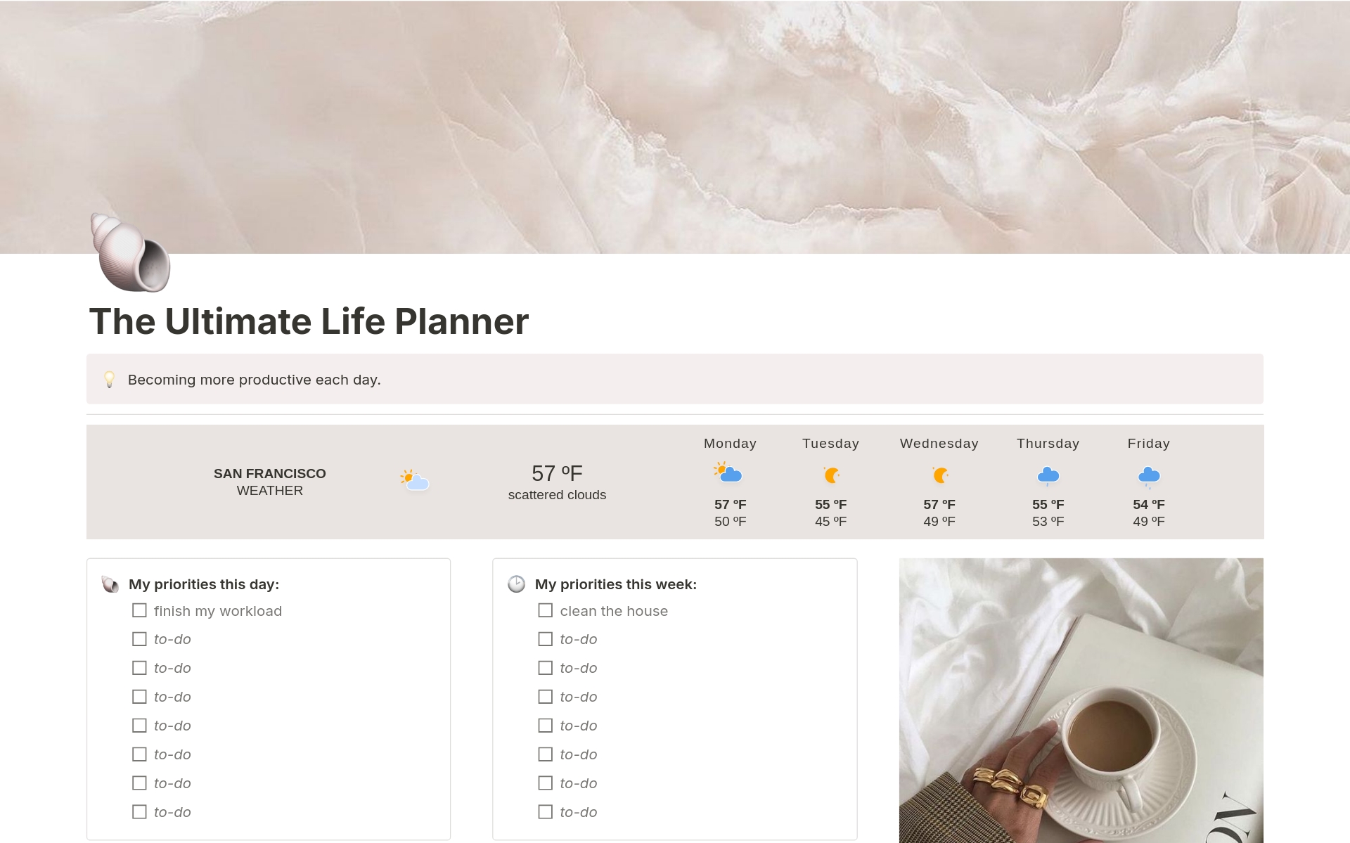 A template preview for The Ultimate Life Planner