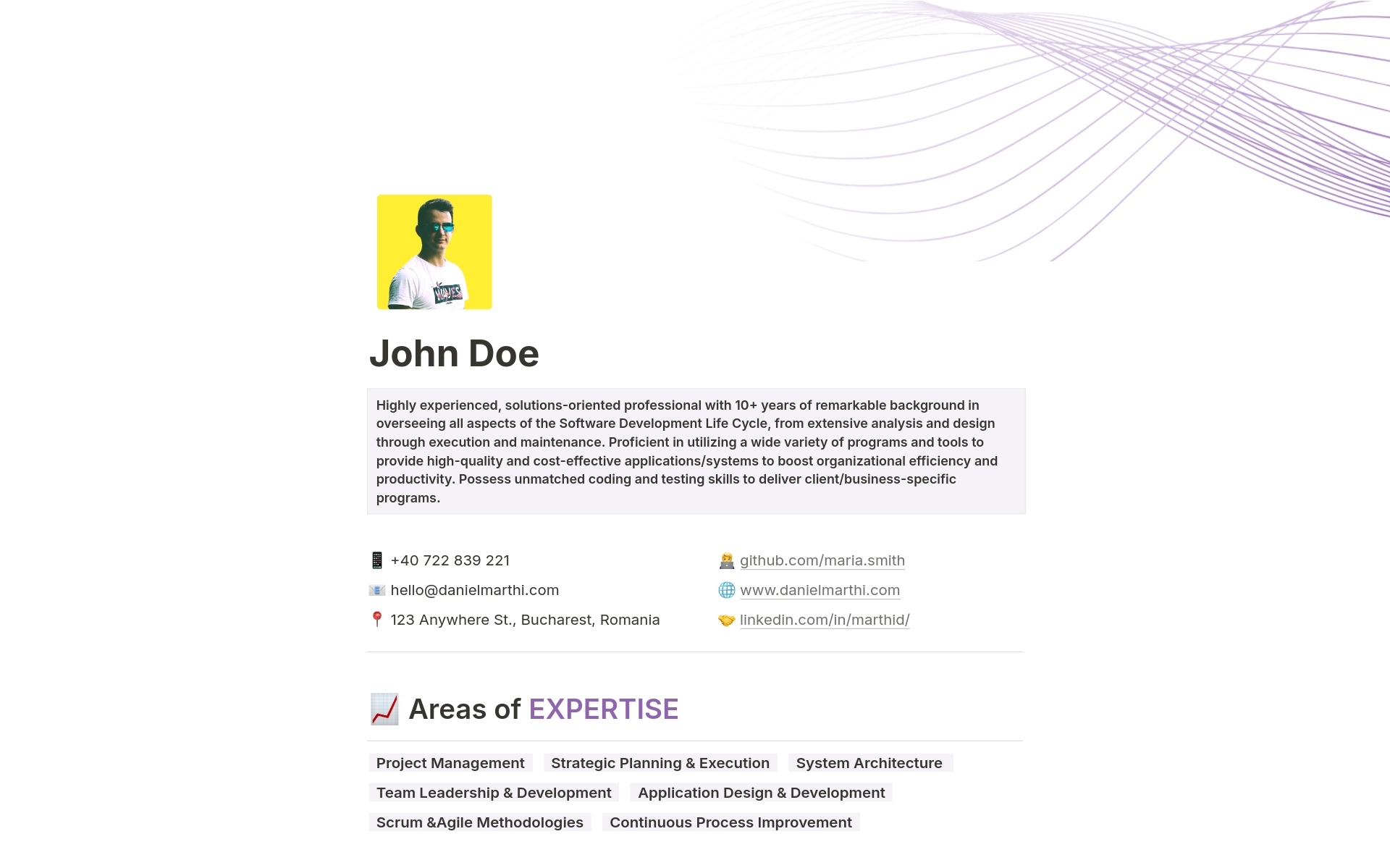 A simple CV/Resume template for Notion.