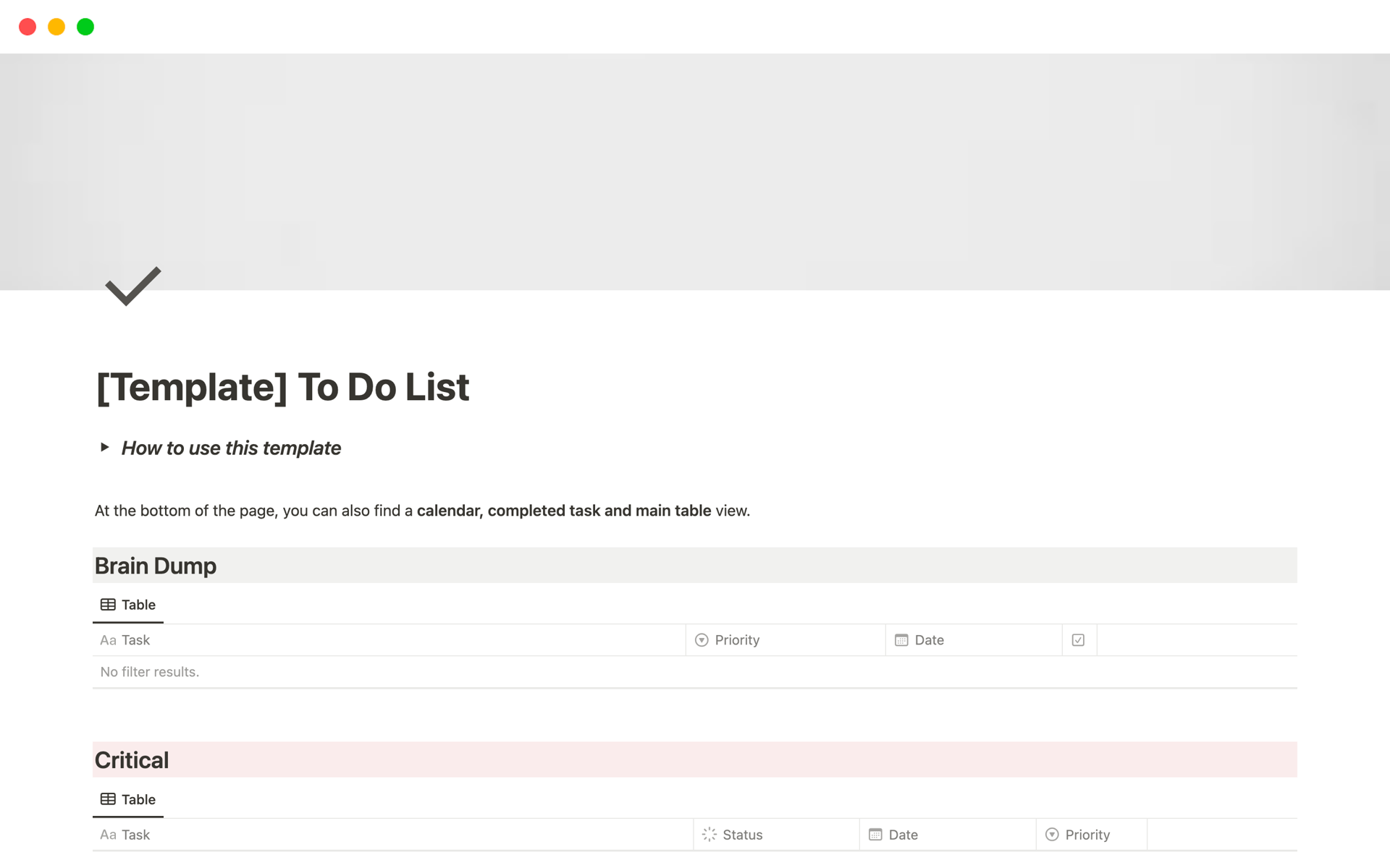 A template preview for To Do List